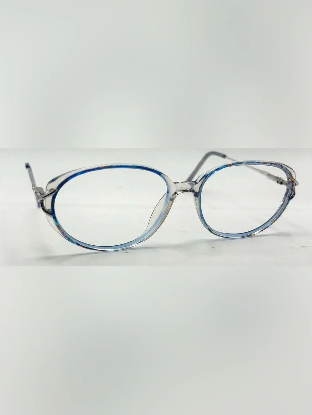 Vintage Marine J-287 Blue Translucent Oval Sunglasses Frames Only Hong Kong